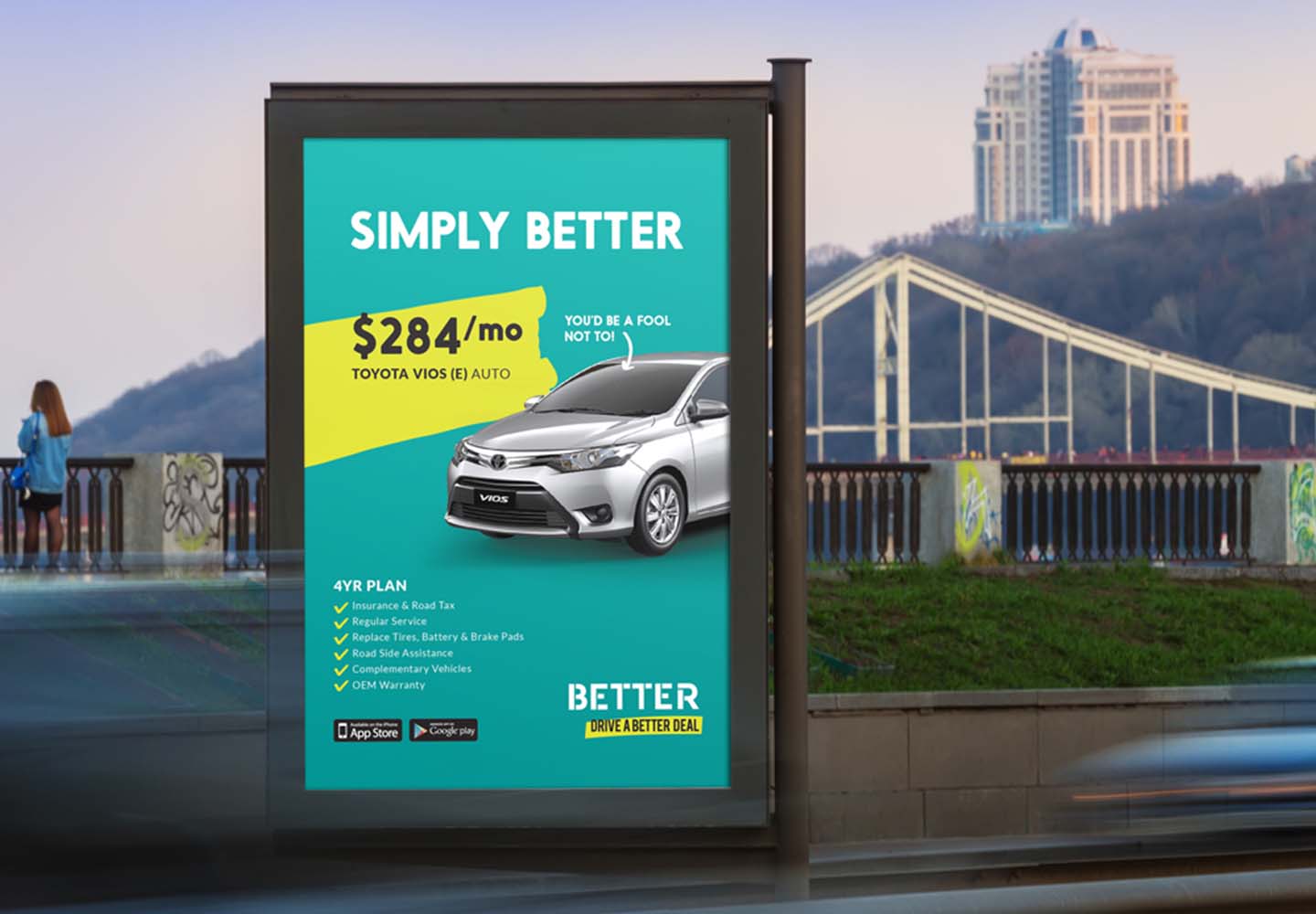 Brand Consultancy in Automotive Industry. Bus stop Ad for Better.