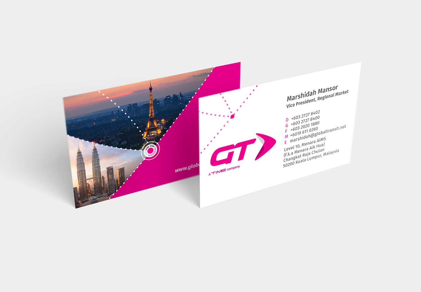 Brand Consultancy in Technology Industry. Business Card for Global Transit.