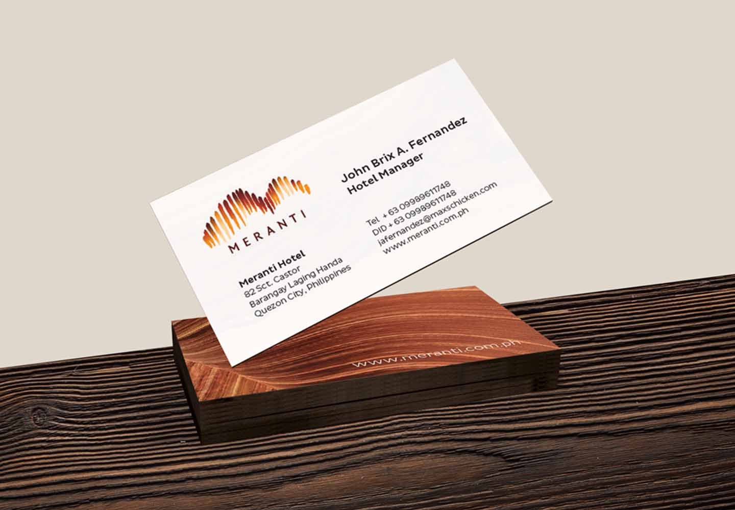 Brand Consultancy in Hospitality Industry. Business Card for Meranti.