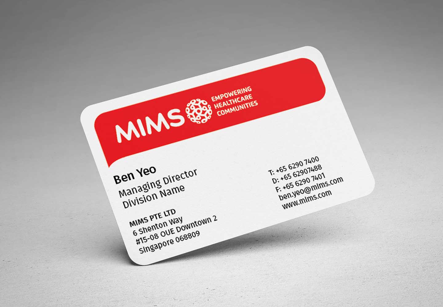 Brand Consultancy in Healthcare Industry. Business Card for MIMS.
