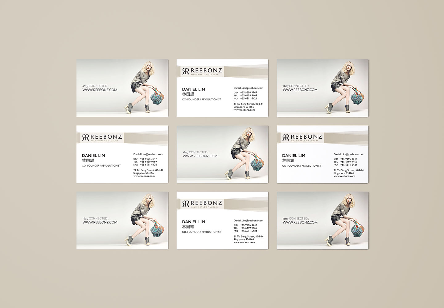 Brand Consultancy in Fashion Industry. Business Card for Reebonz.
